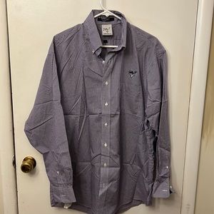 Dally O Men’s Button Up Shirt White/Purple Size Large